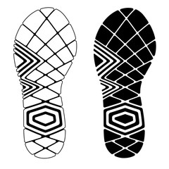 Footprint sport shoe black and white design isolated on white background.