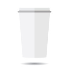 White disposable paper cup isolated on white background.