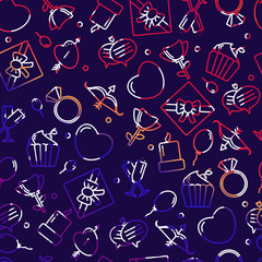 Seamless pattern with heart and other signs for the Happy Valentine's Day. For holidays greeting cards,banners,wallpapers and craft paper.Vector illustration