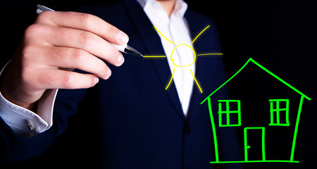businessman house draw