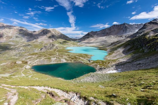 Juriseen, lake district on the Fluelapass, Davos, Grisons, Switzerland