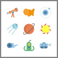 9 star icon. Vector illustration star set. planet and united states icons for star works