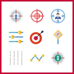 9 arrow icon. Vector illustration arrow set. targeting and target icons for arrow works