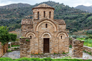 Fototapeta na wymiar Fodele Greece 12-19-2018. Old Orthodox church at Fodele Crete Greece