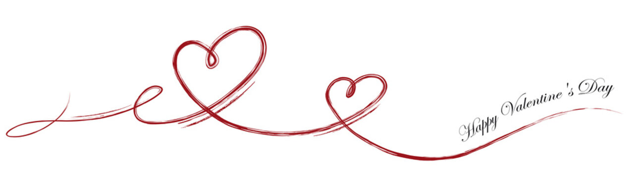 romantic heart line graphic for valentines day