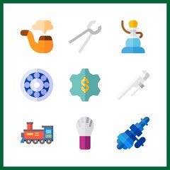 9 industrial icon. Vector illustration industrial set. brush and distribution icons for industrial works
