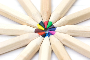 Group of colorful pencil. Team Teamwork Togetherness Collaboration Concept