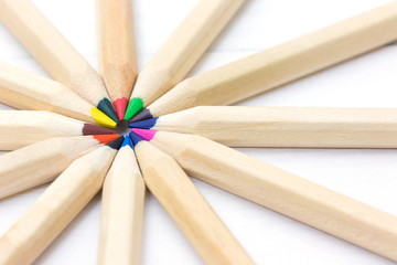 Group of colorful pencil. Team Teamwork Togetherness Collaboration Concept