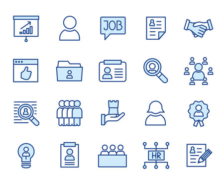 Human Ressource, HR, Bewerbung Vector Icon Illustration Set
