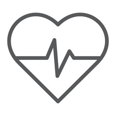 Heart rate line icon, medical and pulse, heartbeat sign, vector graphics, a linear pattern on a white background.