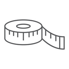 Fototapeta na wymiar Measuring tape thin line icon, measurement and meter, ruler sign, vector graphics, a linear pattern on a white background.