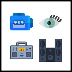 4 volume icon. Vector illustration volume set. radio and tape recorder icons for volume works