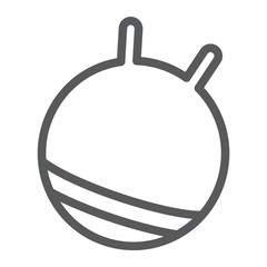 Exercise ball line icon, fitness and equipment, rubber ball sign, vector graphics, a linear pattern on a white background.