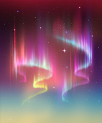 Fototapeta na wymiar Aurora Borealis abstract background, northern lights in polar night sky illustration, natural phenomenon, cosmic miracle, wonder, neon glowing lines, ultraviolet spectrum