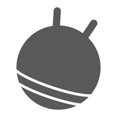 Exercise ball glyph icon, fitness and equipment, rubber ball sign, vector graphics, a solid pattern on a white background.