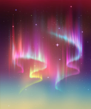 Aurora Borealis abstract background, northern lights in polar night sky illustration, natural phenomenon, cosmic miracle, wonder, neon glowing lines, ultraviolet spectrum
