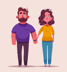 Happy couple. Character design. Cartoon vector illustration