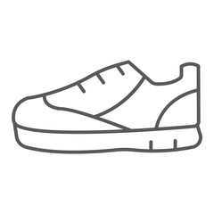 Sport shoes thin line icon, footwear and shoe, sneaker sign, vector graphics, a linear pattern on a white background.