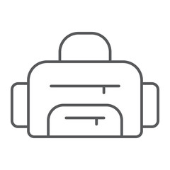 Sport bag thin line icon, sport and baggage, fitness bag sign, vector graphics, a linear pattern on a white background.