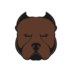 American bully dog logo. The dog's head emblem. The element for the logo is colored. Vector.