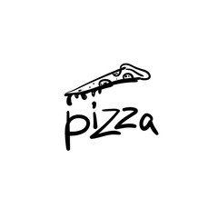 Hand drawn logo pizza sketch. Vector illustration