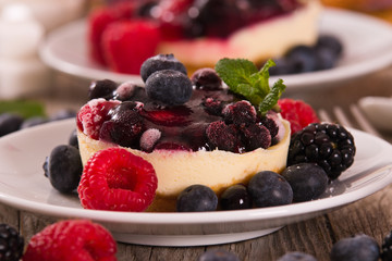 Cheesecakes with mixed berries.