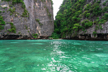 Beautiful Tropical Beach PP Island, Krabi, Phuket, Thailand.  blue ocean background Summer view Sunshine at Sand and Sea Asia Beach Destinations 
