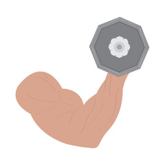 Fitness concept. Arm lifting a weight. Vector illustration design