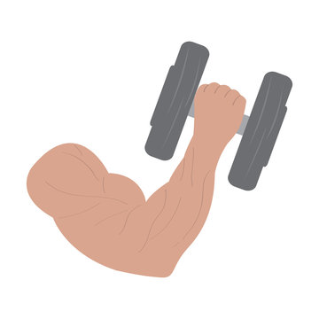 Fitness concept. Arm lifting a weight. Vector illustration design