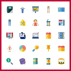 25 office icon. Vector illustration office set. up and math notebook icons for office works