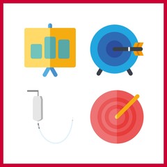 4 center icon. Vector illustration center set. target and system icons for center works