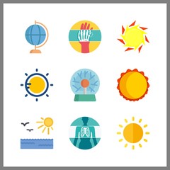 9 ray icon. Vector illustration ray set. sun and x ray icons for ray works