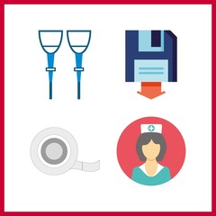 4 recovery icon. Vector illustration recovery set. crutch and backup icons for recovery works