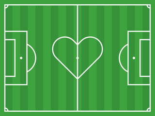 Heart shape on football field background vector illustration