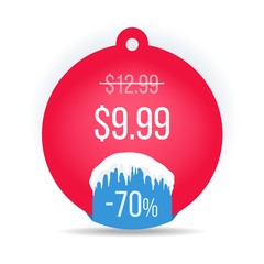 Winter Sale tags. Christmas label with ice caps. Vector illustration.