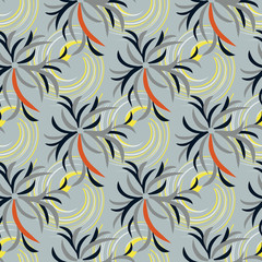 abstract flowers on a gray background seamless pattern for your design