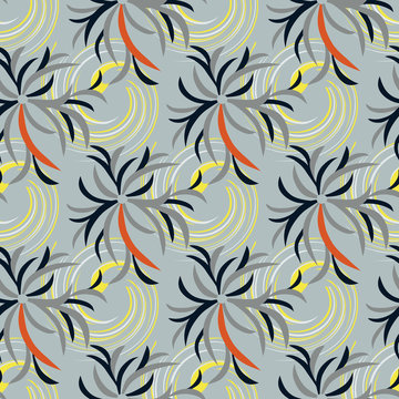 abstract flowers on a gray background seamless pattern for your design