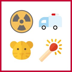 4 danger icon. Vector illustration danger set. tiger and match icons for danger works