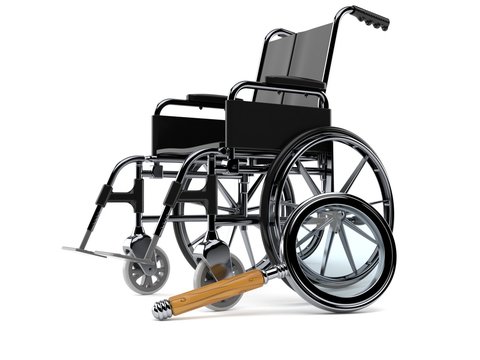 Wheelchair with magnifying glass