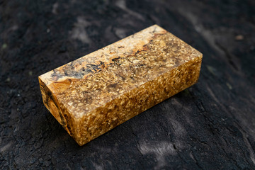 casting epoxy resin Stabilizing afzelia burl wood gold abstract art background for blanks