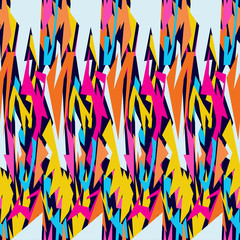 Graffiti bright psychedelic seamless pattern on a black background illustration