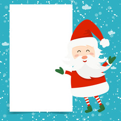 Merry Christmas and Happy New Year winter holidays greeting card with cartoon elements. Vector illustration