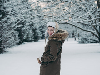 portrait of young woman in winter