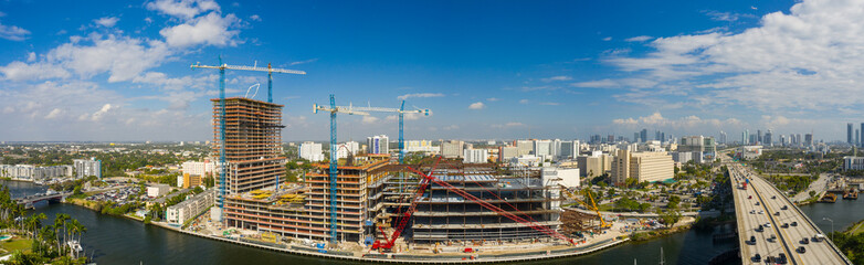 Aerial panoramic photo Miami River Landing construction site