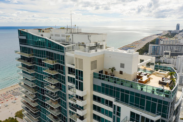 Aerial image of the Setai Condominium Miami Beach rooftop lounge and pool