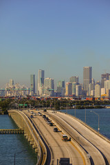 Fototapeta na wymiar Macarthur Causeway Miami Florida