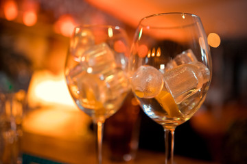 Bartender preparing alcoholic aperitif, aperol spritz cocktail