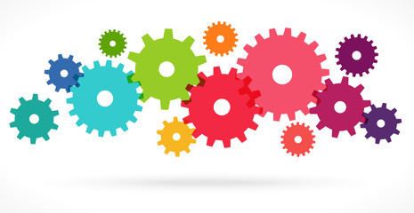 colored teamwork gears