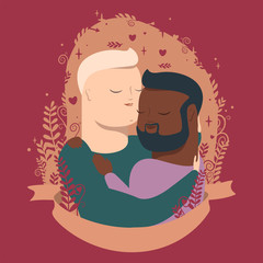 vector illustration of couple in hugs