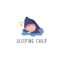 Template icon of sleeping kid.Vector illustration